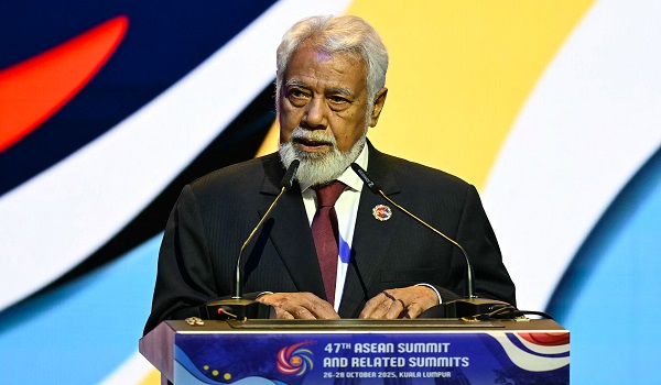 Perdana Menteri Timor-Leste, Xanana Gusmao berucap pada Sidang Kemuncak ASEAN di Kuala Lumpur/AFP